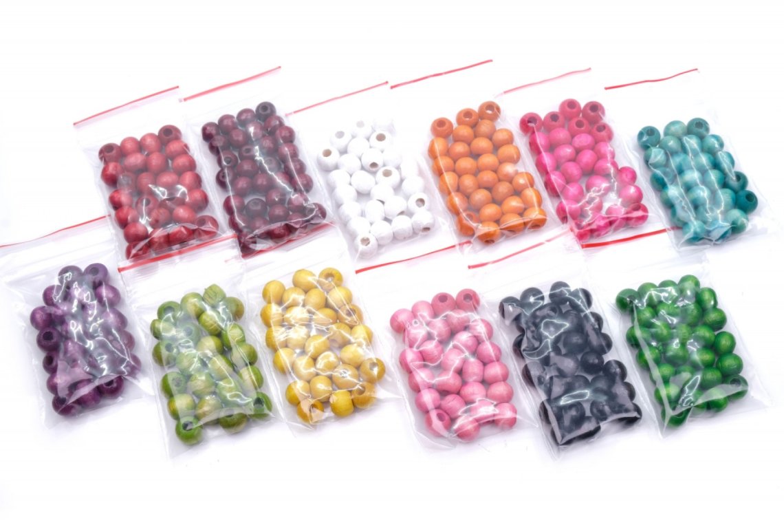 Korálky dřevěné 16 vel.8mm balení 5g