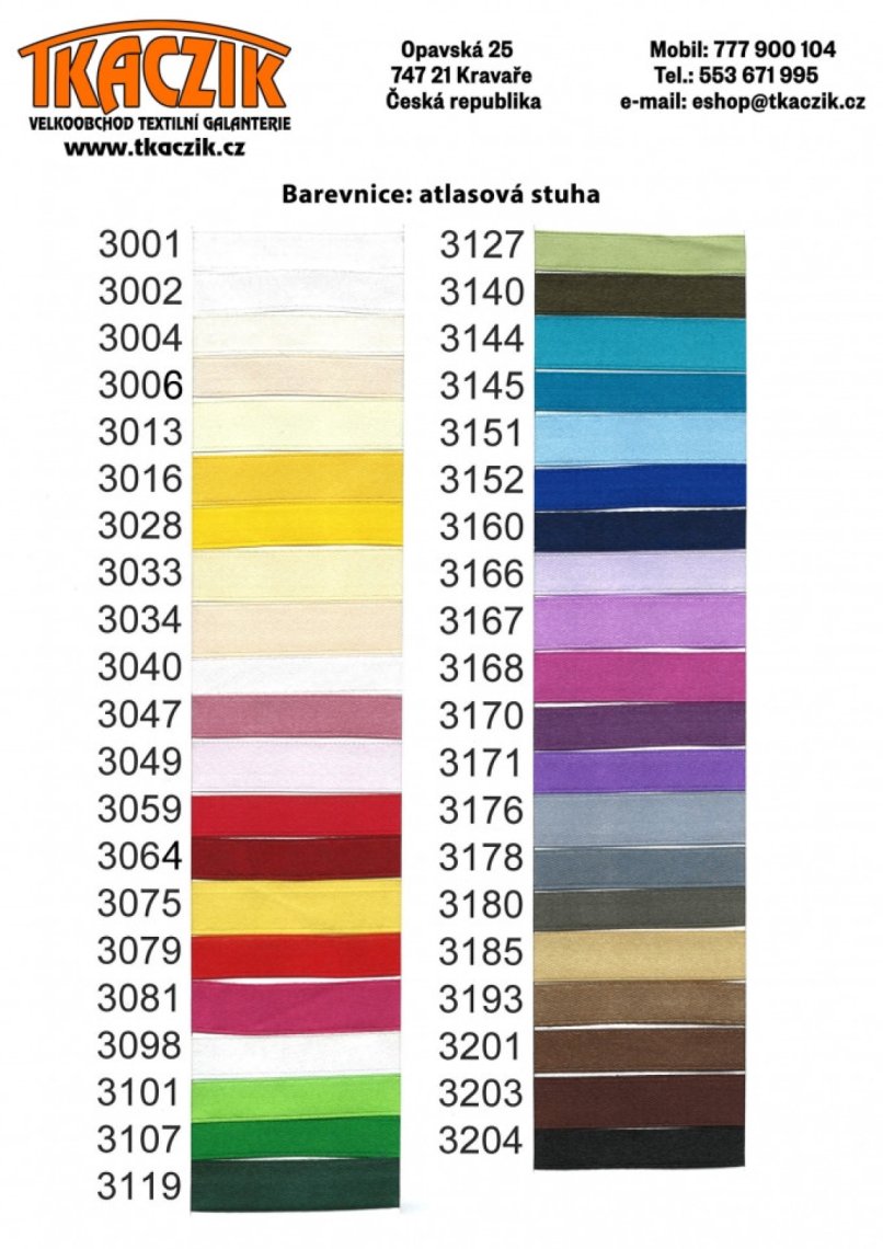 Stuha atlasová šíře 30mm návin 27m