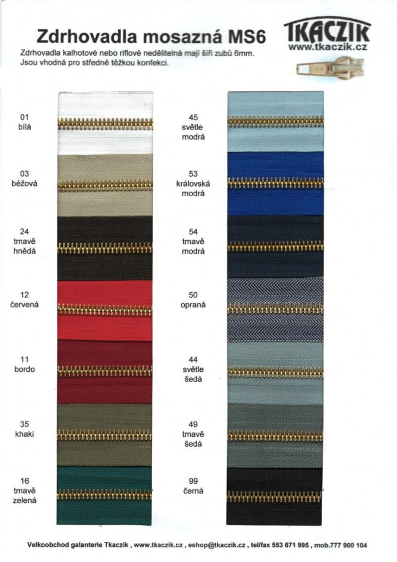 Zdrhovadlo MS6 20cm jeansový