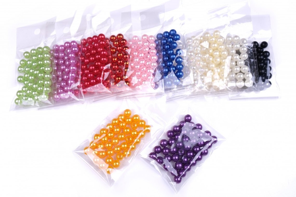 Korálky plastové PERL 10g vel.8mm
