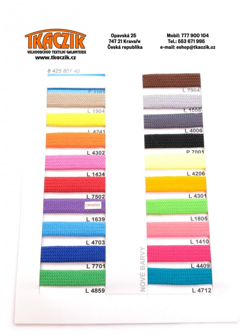 Šnůra oděvní dutinka PES P801 šíře 10mm