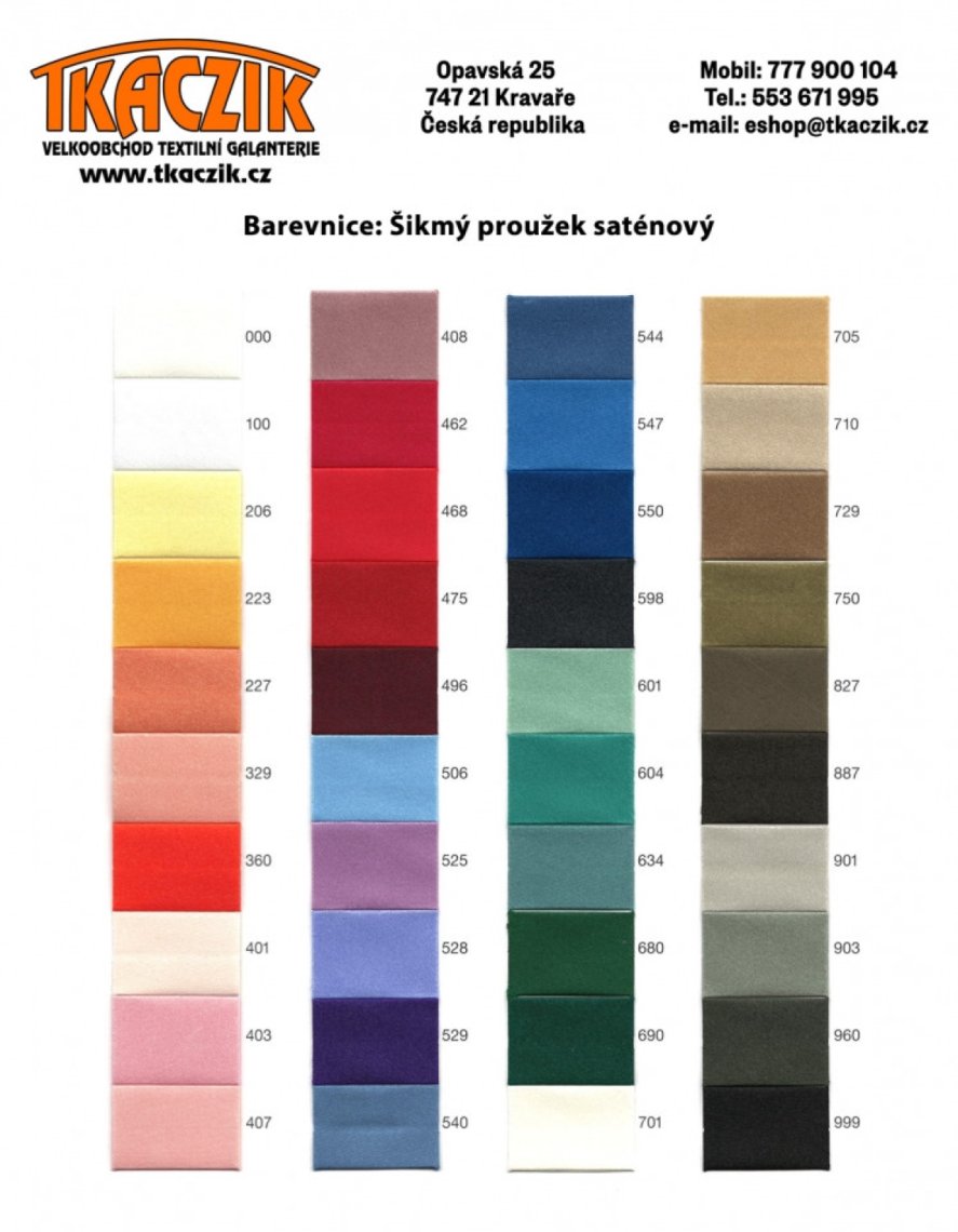 Šikmý proužek atlasový P šíře 15mm