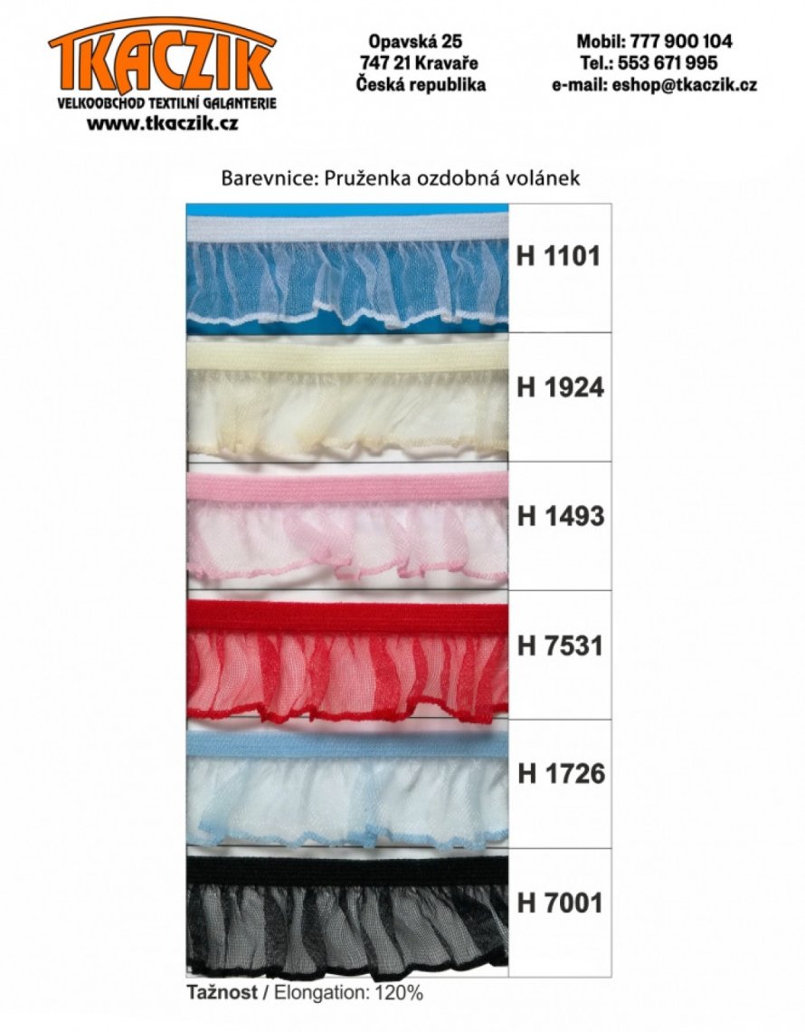 Pruženka s volánkem  šíře 18mm