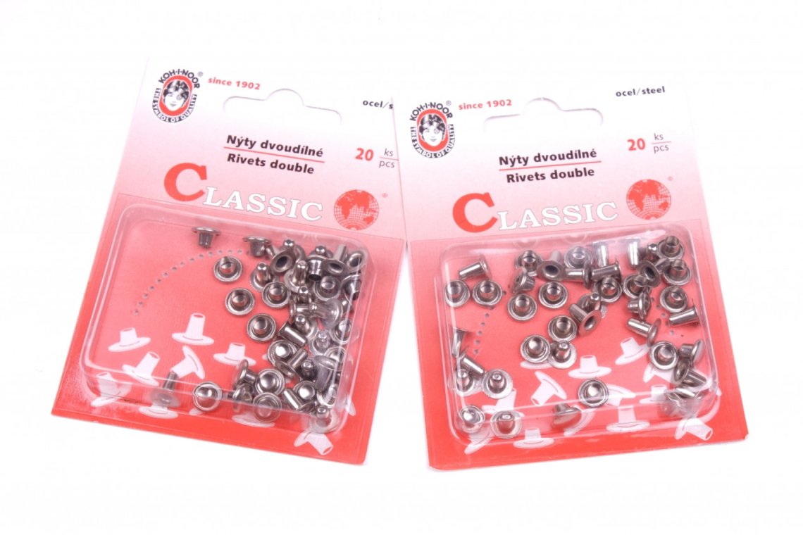 Nýty duté KIN karta 20ks dvoudílné nikl