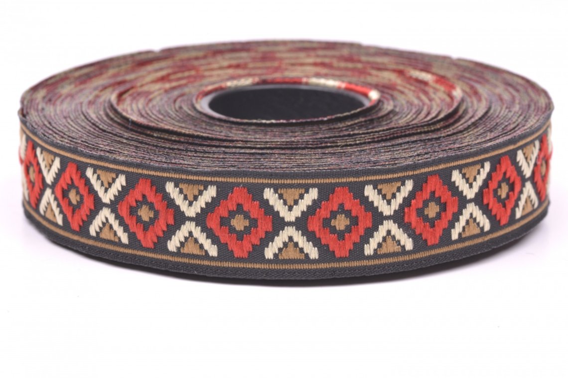 Lemovka indián 914/V1 šíře 16mm hnědo-červená