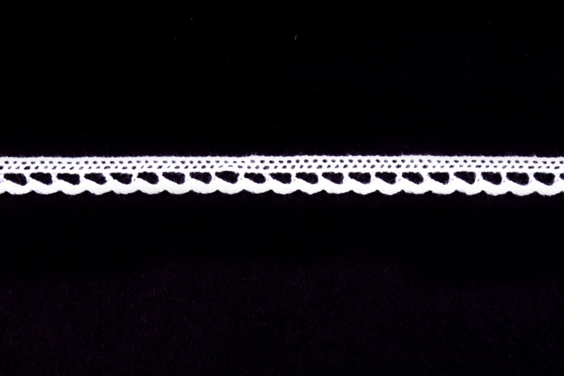 Krajka bavlněná 73012 paličkovaná šíře 10mm bílá