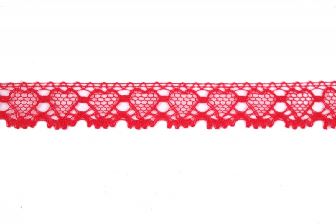 Krajka bavlněná 75133 paličkovaná šíře 19mm červená