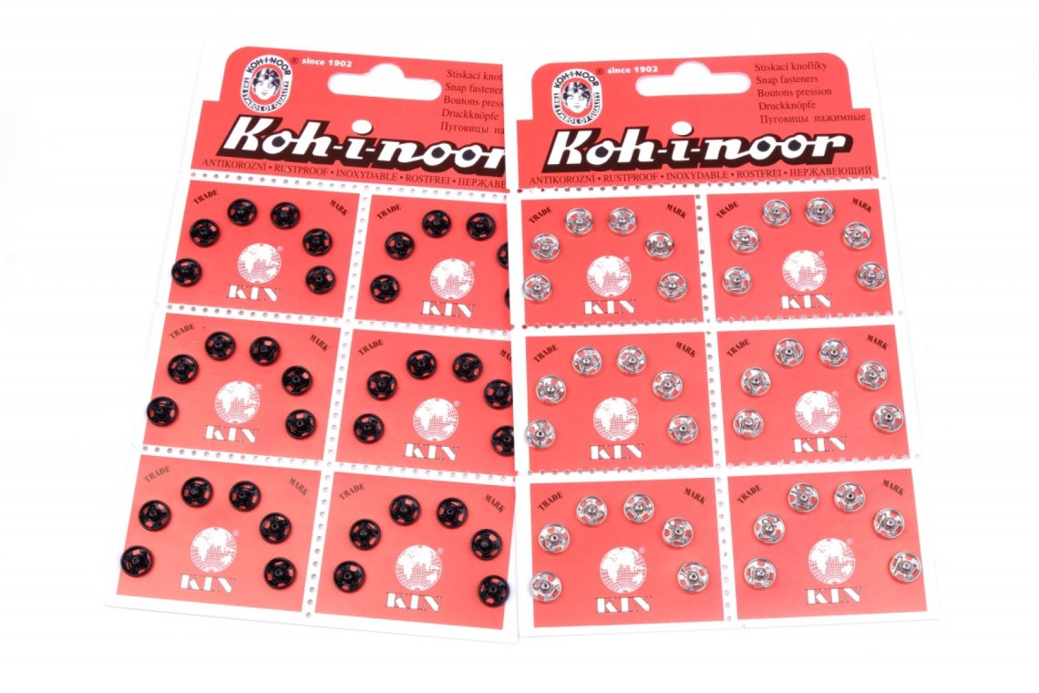 Stiskací knoflíky KIN vel.1/2 - 7mm karta 36ks