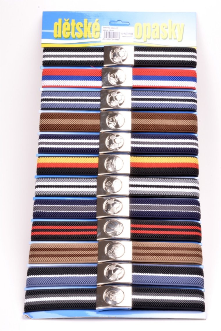 Dětský opasek šíře 3cm se sponou pruhované délka 70cm