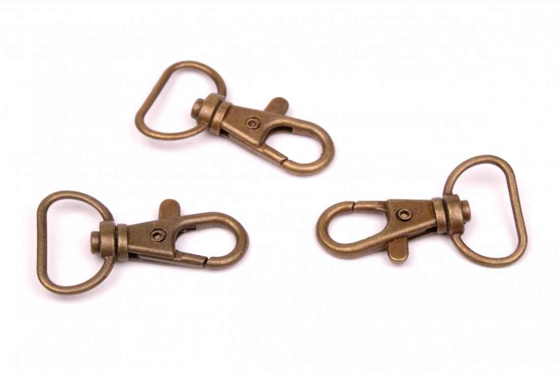 Karabina kovová otočná průvlek 2cm staromosaz