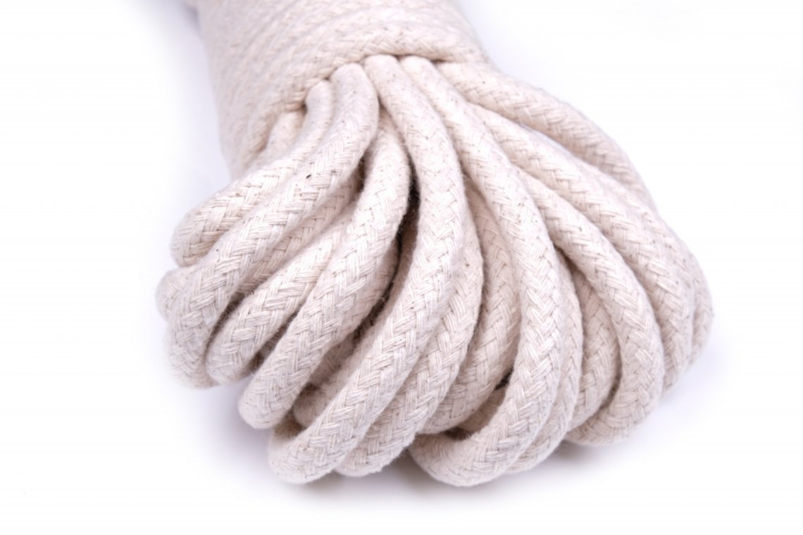 Šnůra pletená BAVLNA režná 8mm