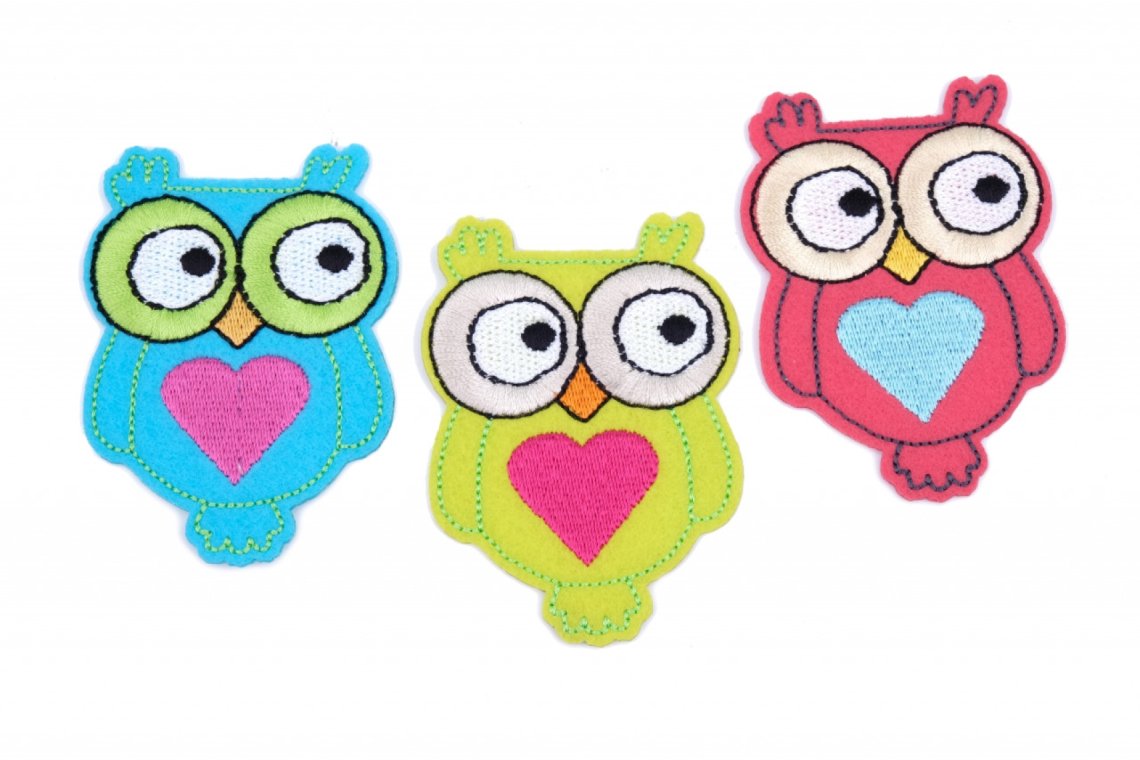Aplikace nažehlovací 4037 sova srdce vel.5x7cm