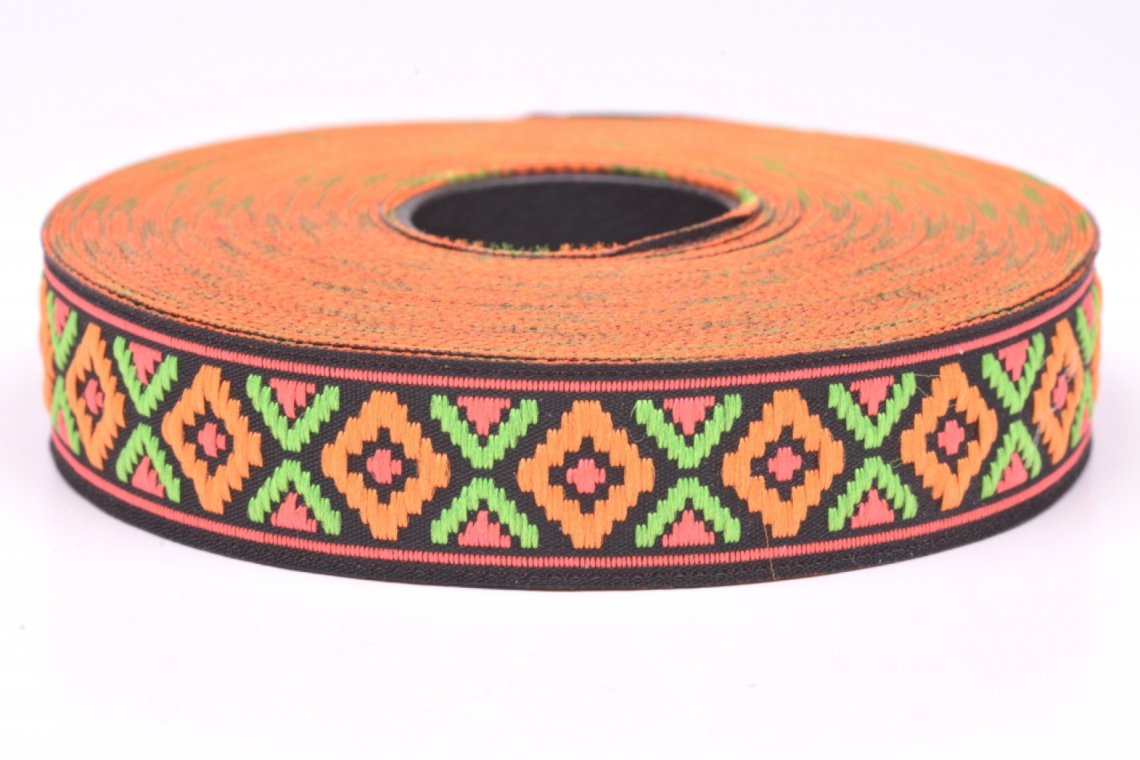 Lemovka indián 914/V11 šíře 16mm oranžovo-zelená