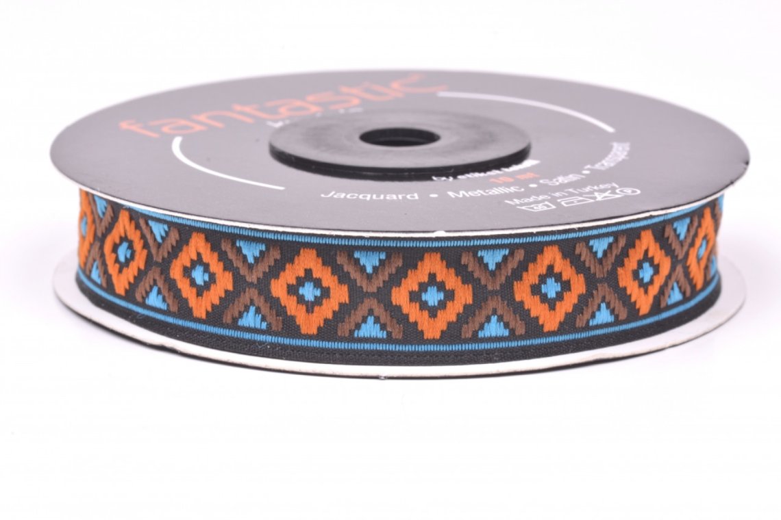 Lemovka indián 914/V10 šíře 16mm oranžovo-tyrkys