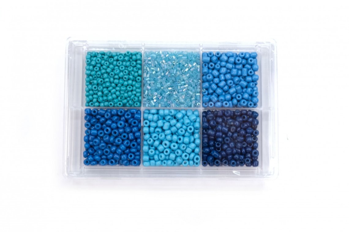 Korálky skleněné sada cca 80g. tyrkysová