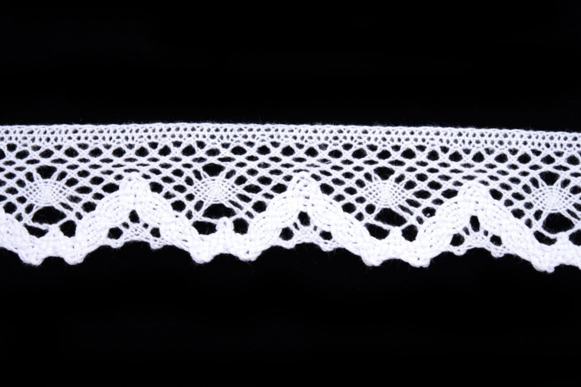 Krajka bavlněná 75261 paličkovaná šíře 40mm bílá
