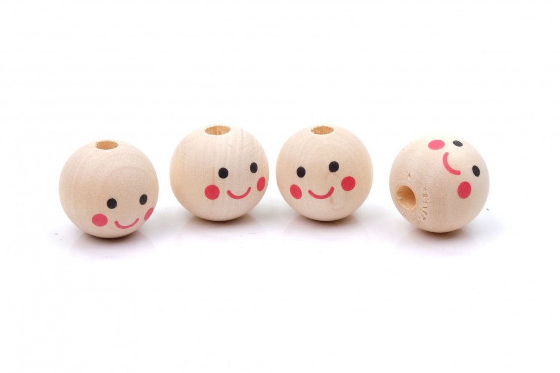 Korálky dřevěné s obličejem 110 vel. 20mm nelakované