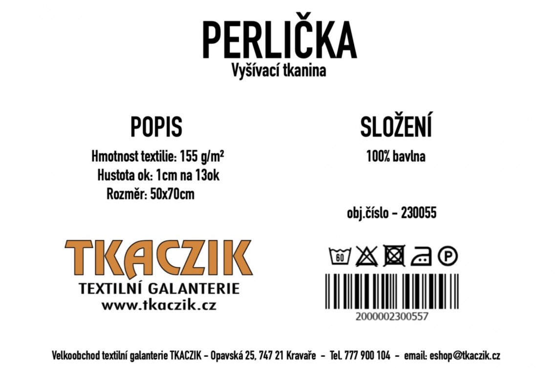 Vyšívací tkanina PERLIČKA rozměr 50x70 cm