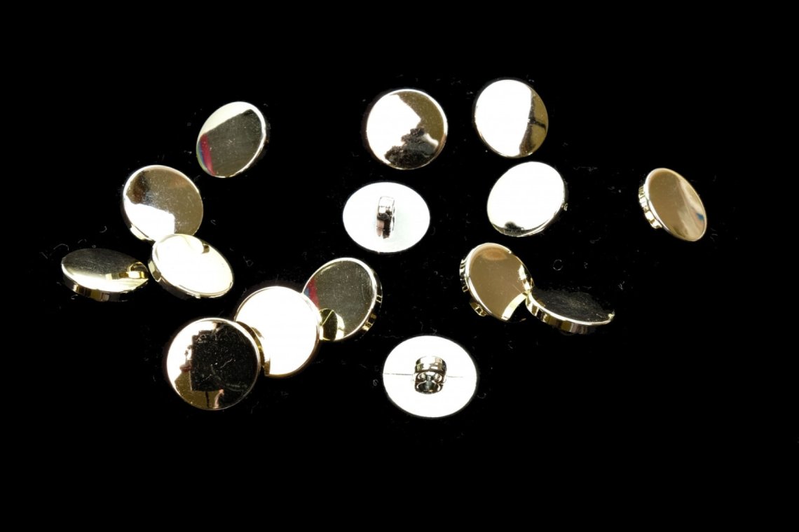 Knoflík oděvní plochý 002 vel. 24 - 15,2mm zlatý