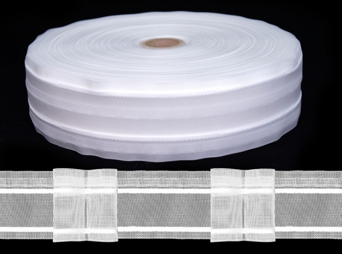 Záclonovka 50mm čirá řasení dvojskladová 1:2,5