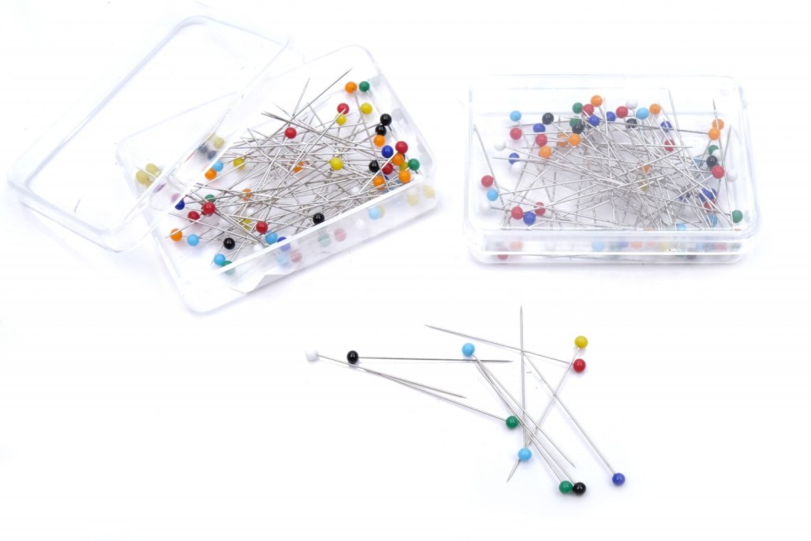 Špendlík sklen. hl EXTRA TENKE 80ks MIX BAREV 34mmx0,4mm 